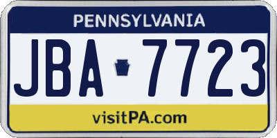 PA license plate JBA7723