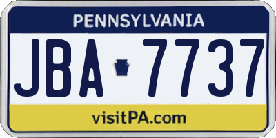 PA license plate JBA7737