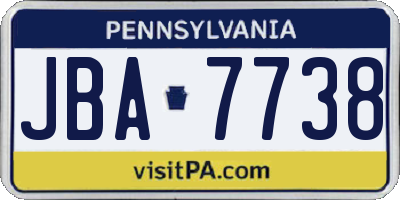 PA license plate JBA7738