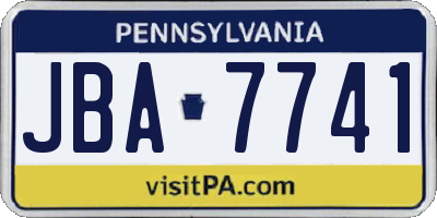 PA license plate JBA7741