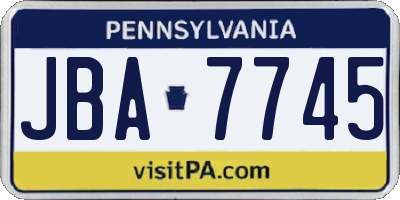 PA license plate JBA7745