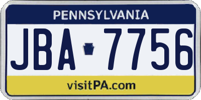 PA license plate JBA7756