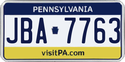 PA license plate JBA7763