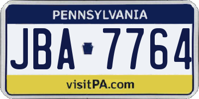 PA license plate JBA7764