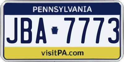 PA license plate JBA7773