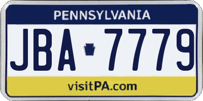 PA license plate JBA7779