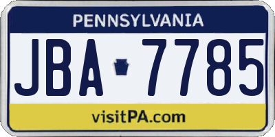 PA license plate JBA7785