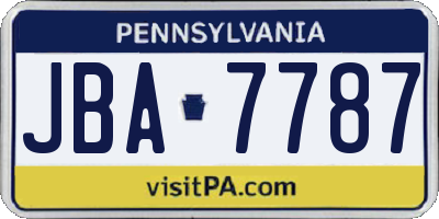PA license plate JBA7787