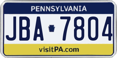PA license plate JBA7804