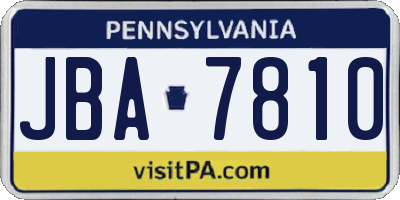 PA license plate JBA7810