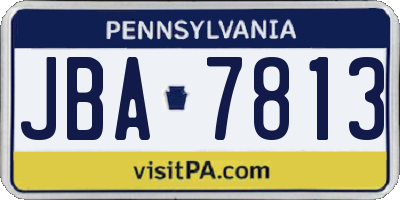 PA license plate JBA7813