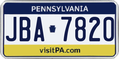 PA license plate JBA7820