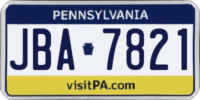 PA license plate JBA7821