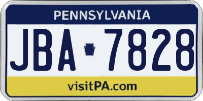 PA license plate JBA7828