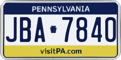 PA license plate JBA7840