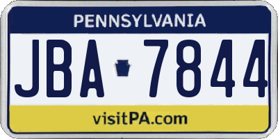 PA license plate JBA7844