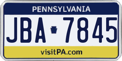 PA license plate JBA7845