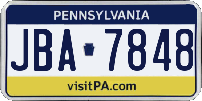 PA license plate JBA7848