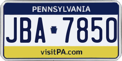 PA license plate JBA7850