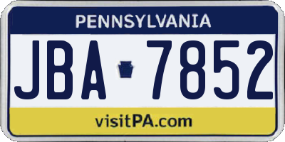 PA license plate JBA7852