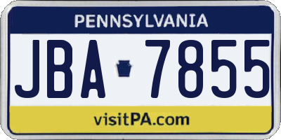 PA license plate JBA7855