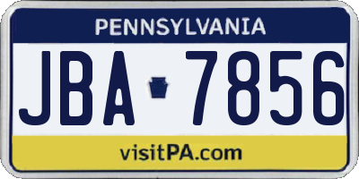 PA license plate JBA7856