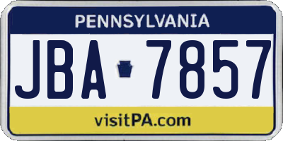 PA license plate JBA7857