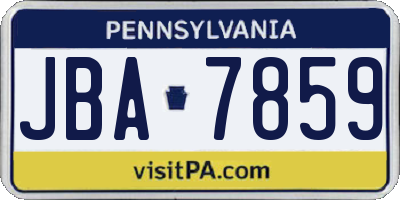 PA license plate JBA7859