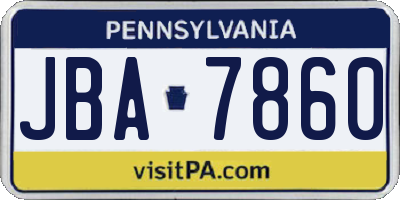 PA license plate JBA7860