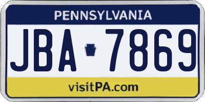 PA license plate JBA7869
