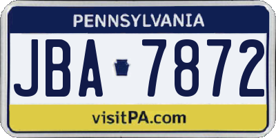 PA license plate JBA7872