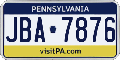 PA license plate JBA7876
