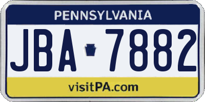 PA license plate JBA7882