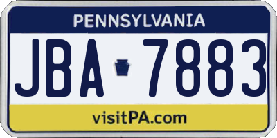 PA license plate JBA7883