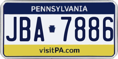 PA license plate JBA7886