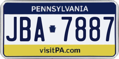 PA license plate JBA7887