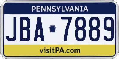 PA license plate JBA7889