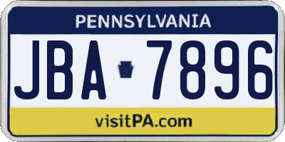 PA license plate JBA7896