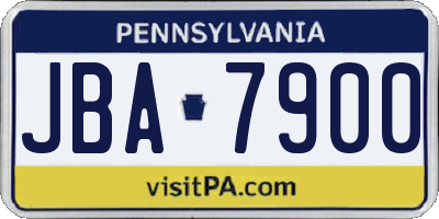 PA license plate JBA7900