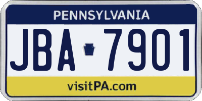 PA license plate JBA7901