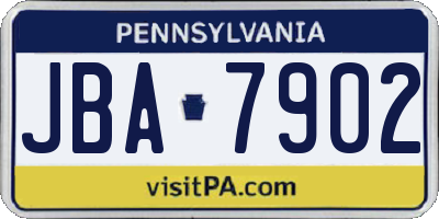 PA license plate JBA7902