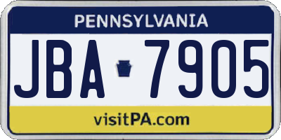 PA license plate JBA7905