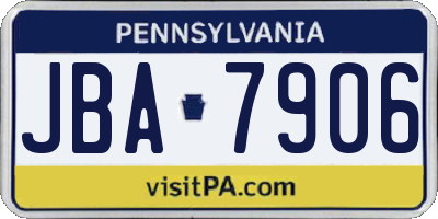 PA license plate JBA7906