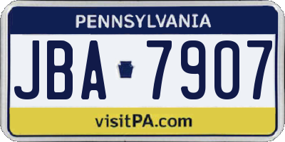 PA license plate JBA7907