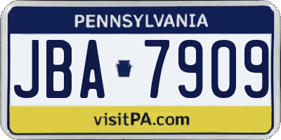 PA license plate JBA7909