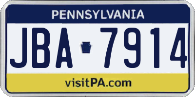 PA license plate JBA7914