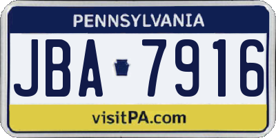 PA license plate JBA7916