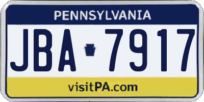 PA license plate JBA7917