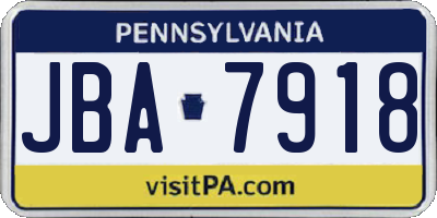 PA license plate JBA7918