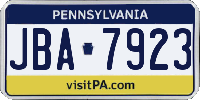 PA license plate JBA7923